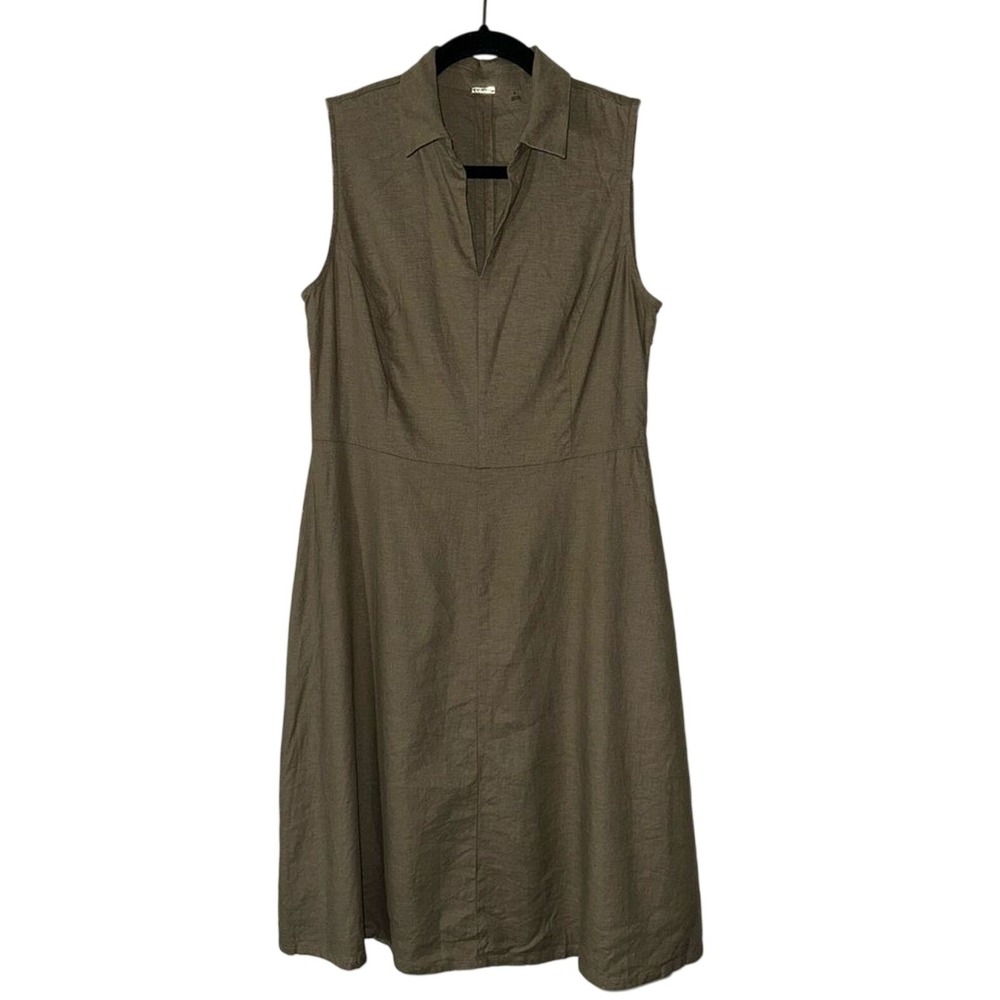 T Tahari Linen Blend Mini Dress Size‎ 6 Sleeveless Minimalist Lagenlook Earthy